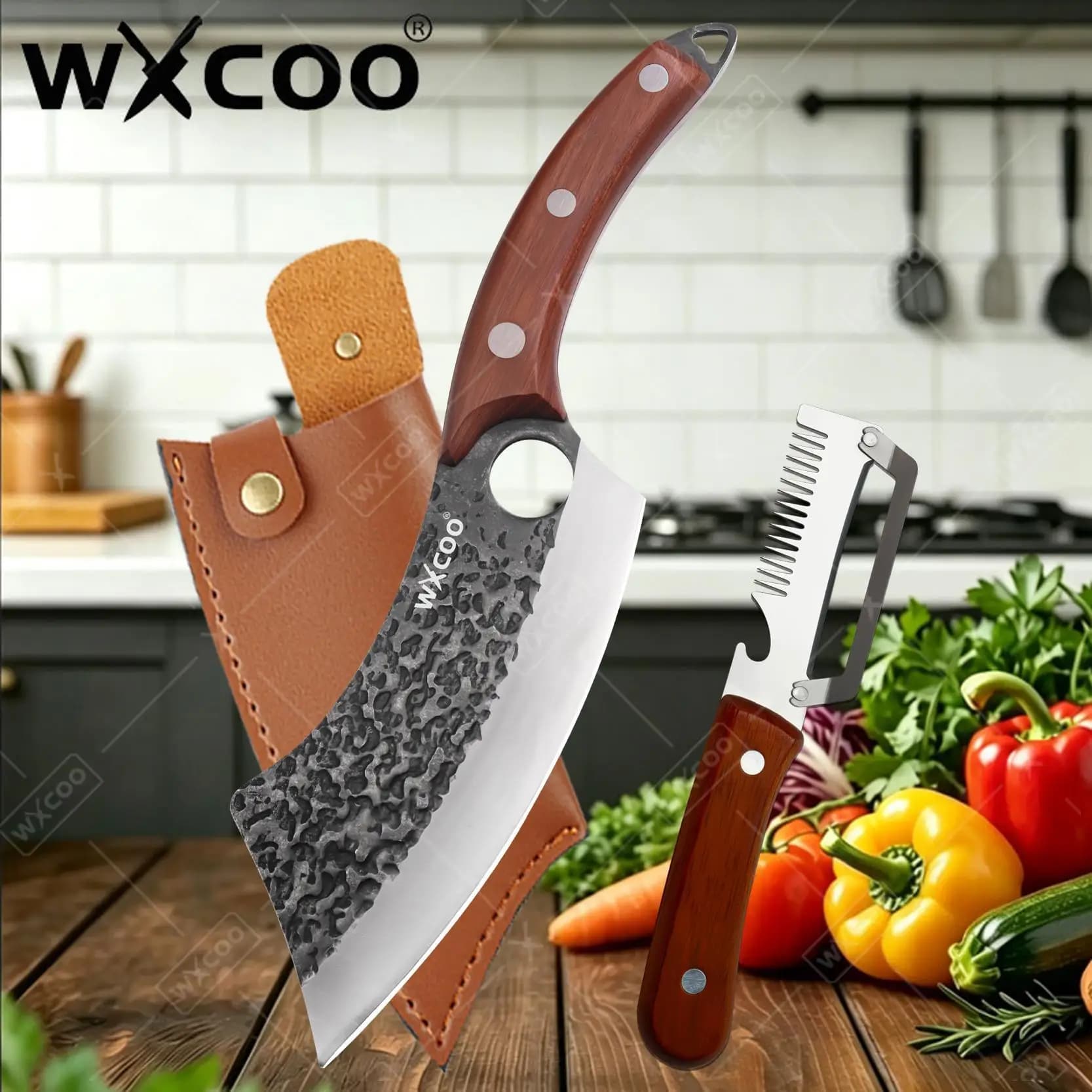 WXCOO Stainless Steel Kitchen Accessories Boning Knife Meat Fruit Fish Utility Barbecue Knife Cleaver Chef Butcher Kitchen Knife