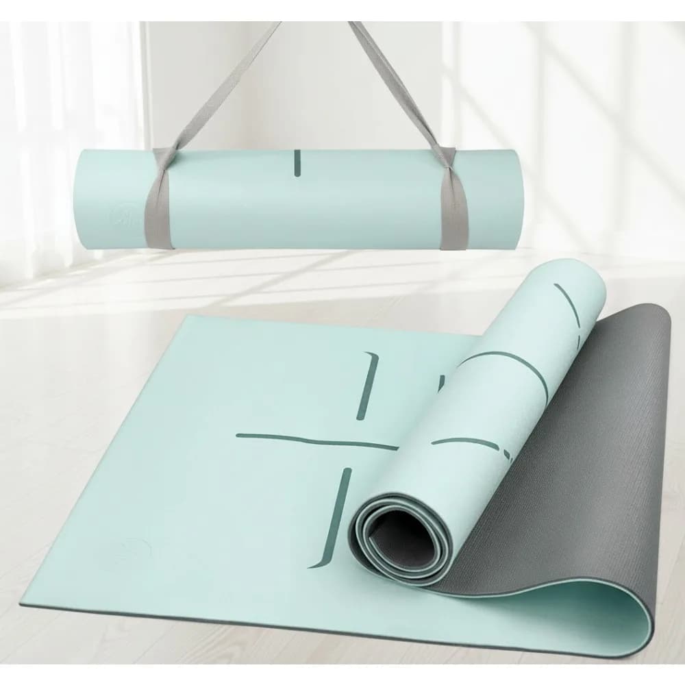 Tappetino yoga antiscivolo spesso 6 mm con linee di allineamento - Ammortizzazione extra per allenamenti yoga, pilates e casa