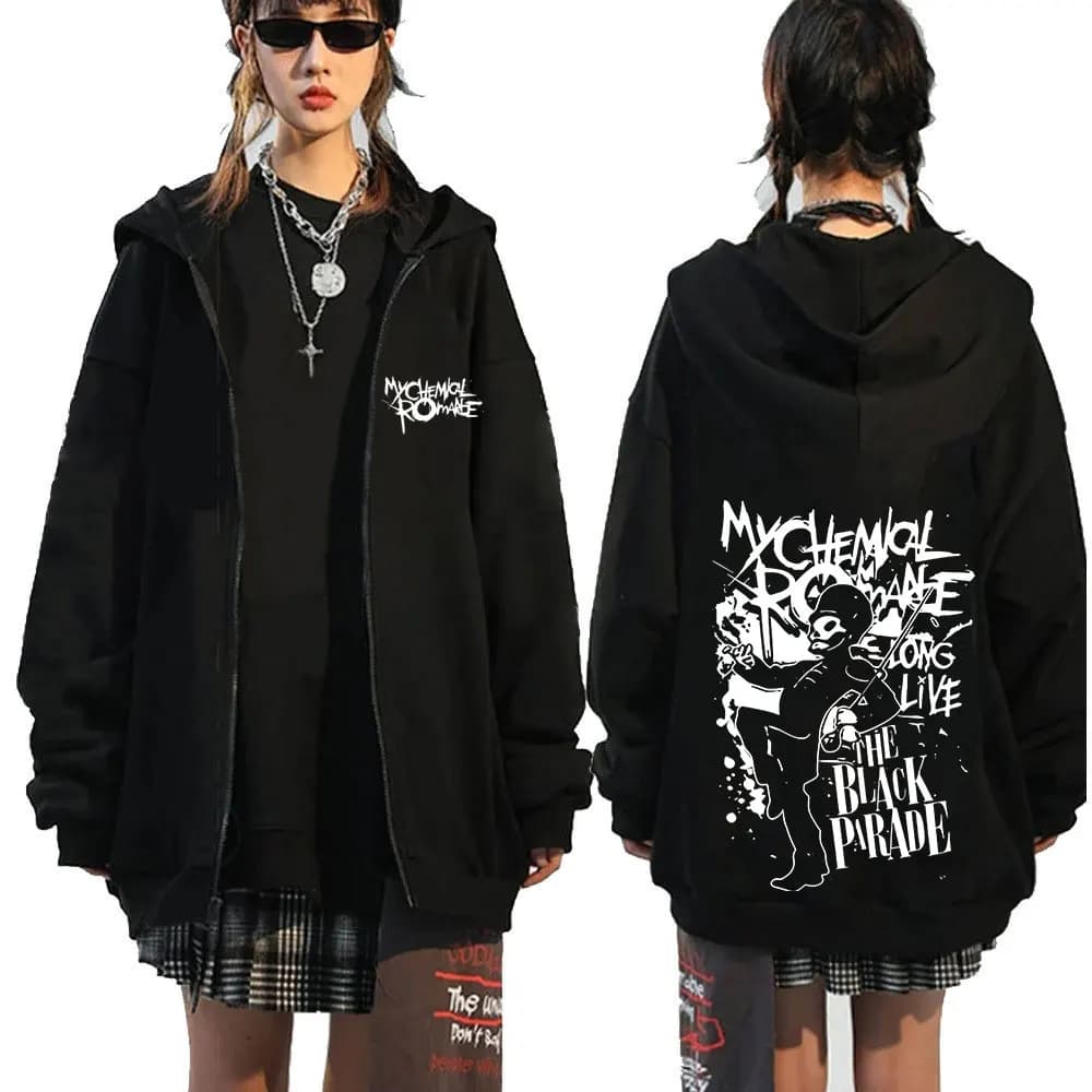 Felpe con cerniera My Chemical Romance Band Long Live The Black Parade 2025 Tour Felpa con zip Uomo Donna Cappotto pullover oversize
