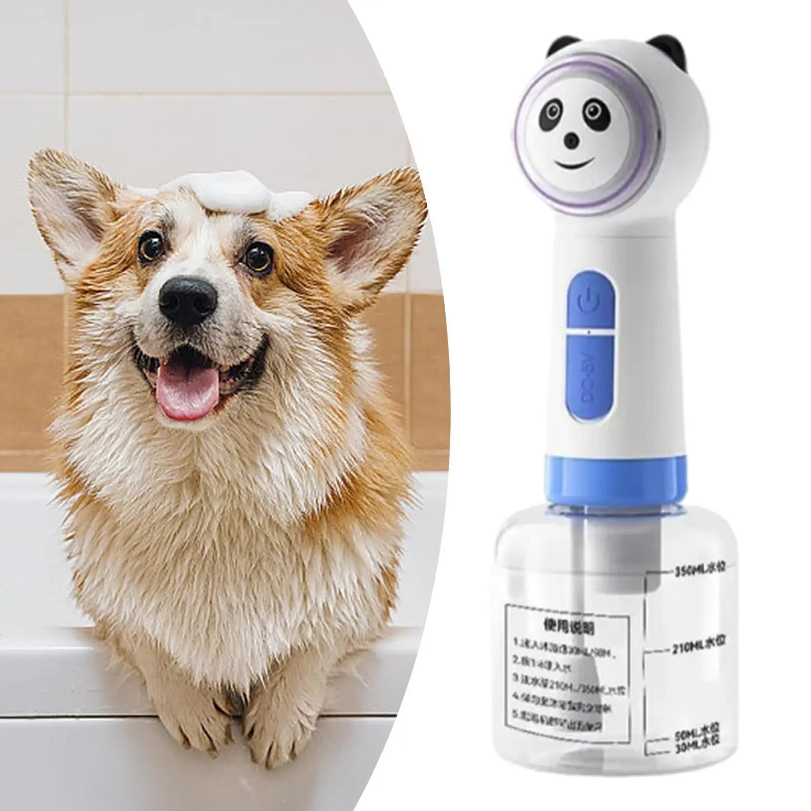 Electric Dog Cleaning Foam Machine Sprayer 400ml Capacity Pet Grooming Rechargeable Pets Foam Soap Dispense for Pet Bathing