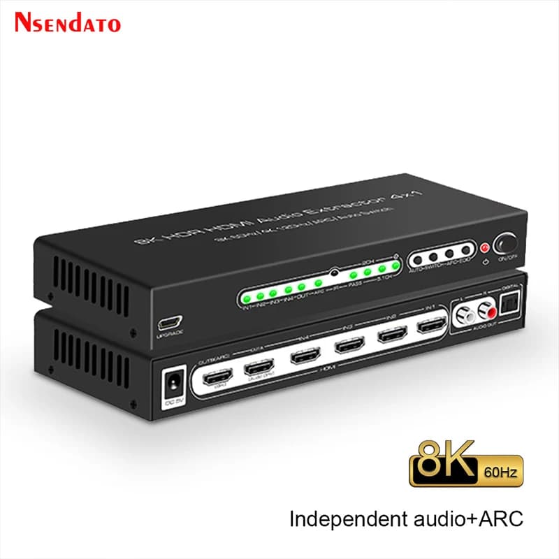 Switch HDMI 8K@60Hz 4K 120Hz 4x1 HDR con Estrattore Audio, Supporto ARC CEC per PS5 XBOX Dolby HD/DTS HD/AC3/DTS/LPCM TV Monitor