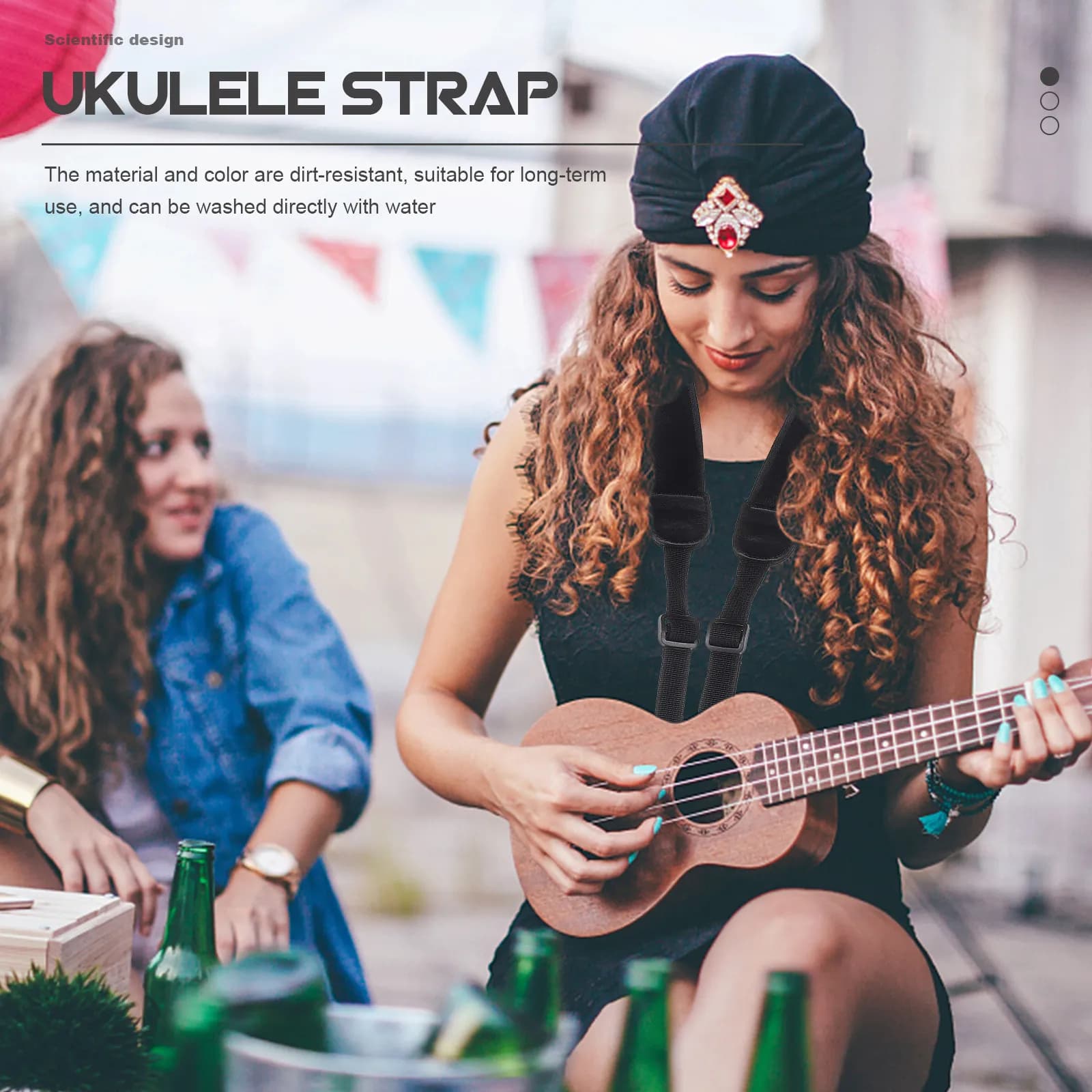 Cinghia per Ukulele dal Design Semplice, in Robusto Tessuto di Nylon, Resistente allo Sporco, Lavabile, Costruzione Robusta per un Uso Musicale Prolungato