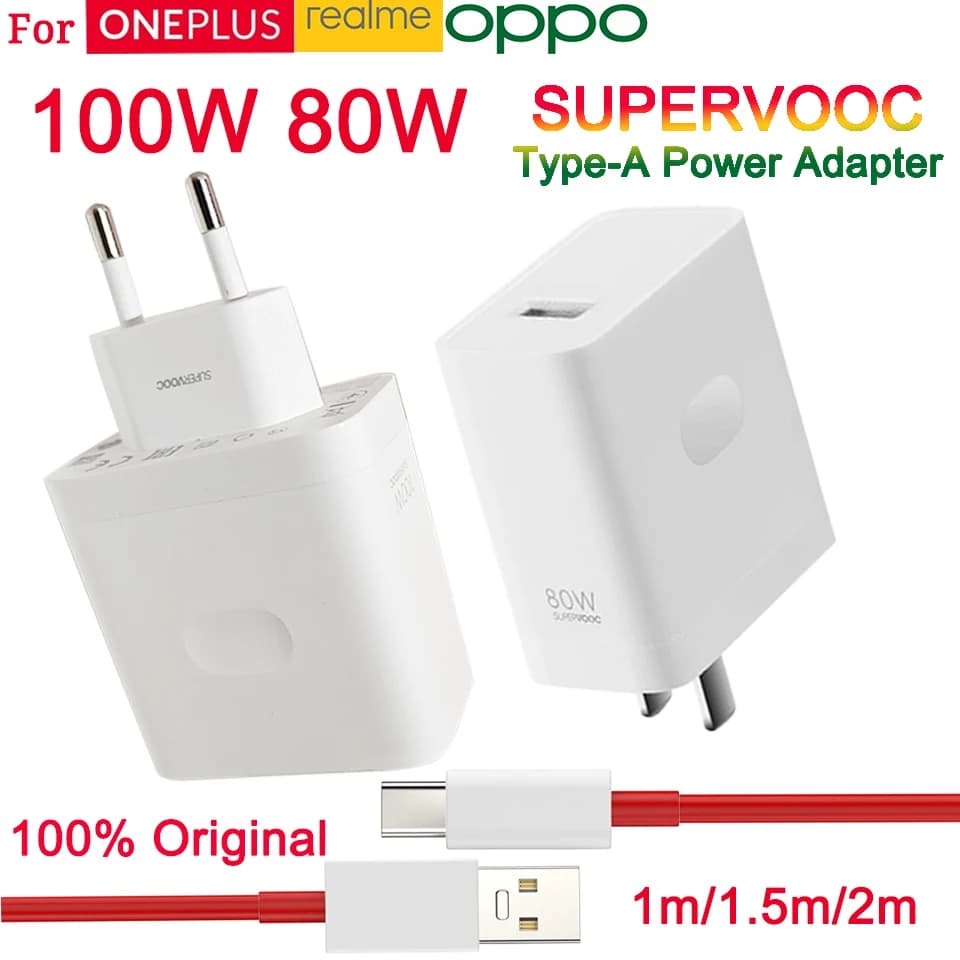 Per Oneplus Caricatore originale da 100 W Supervooc Adattatore da viaggio di ricarica super veloce per Oppo Find X6 X5 Realme
