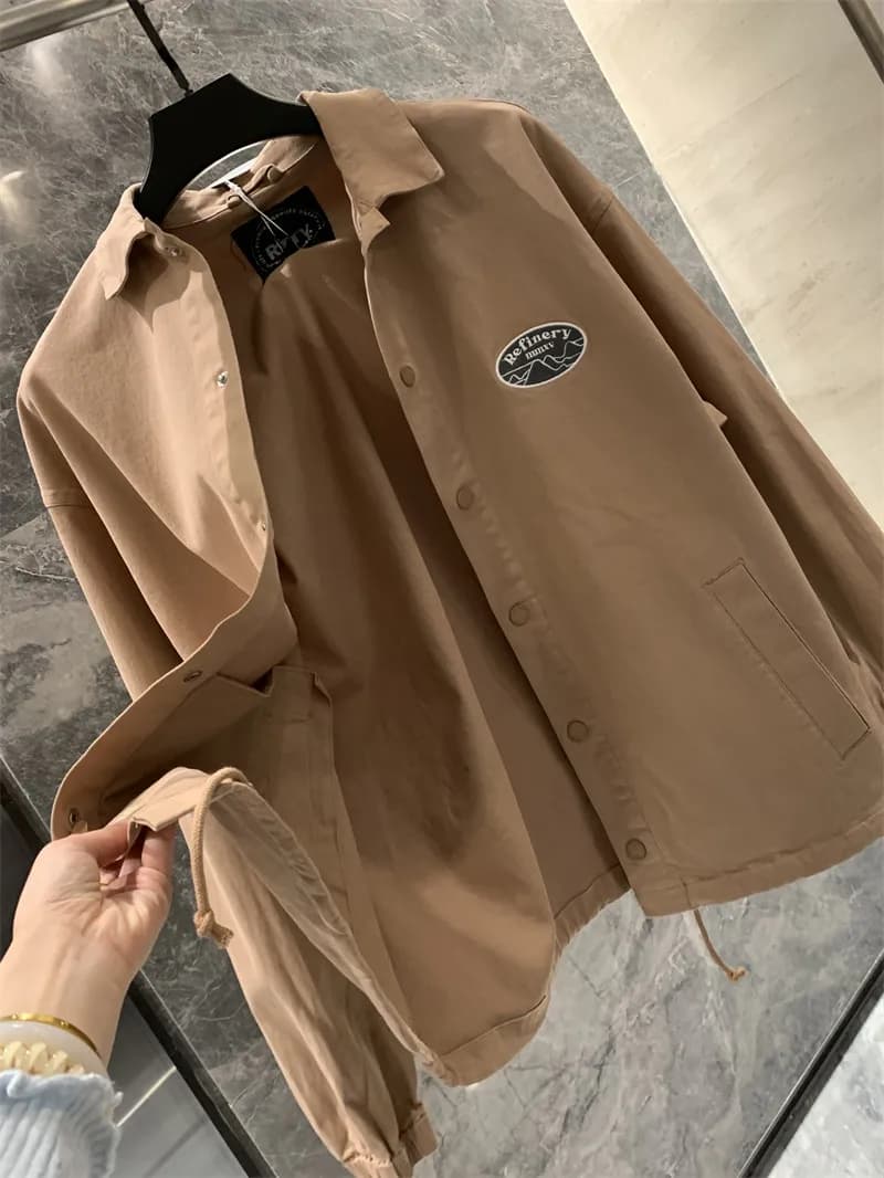 European Style Casual Long Sleeve Collar Men's Shirt Jacket Breathable Organic Cotton Spring Fashion Button Front Coat