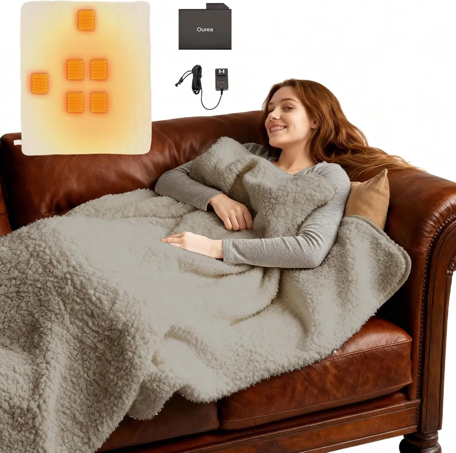 Coperta riscaldante portatile senza fili per uso interno ed esterno, regalo morbido e caldo per la famiglia