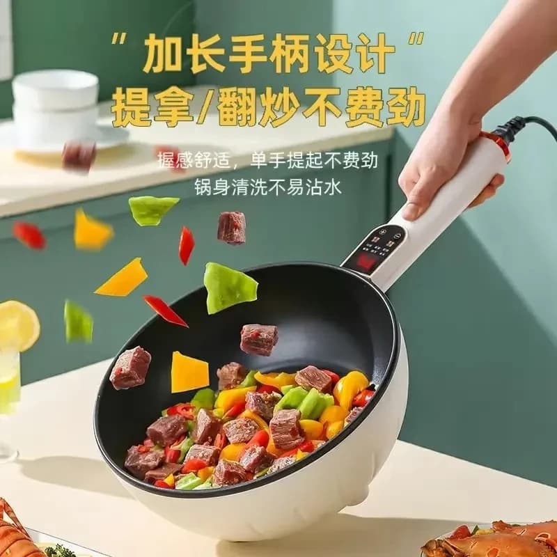Electric Wok Integrated Multi Functional Cooking Braising Frying Pan for Home Kitchen Use Large Capacity Non Stick