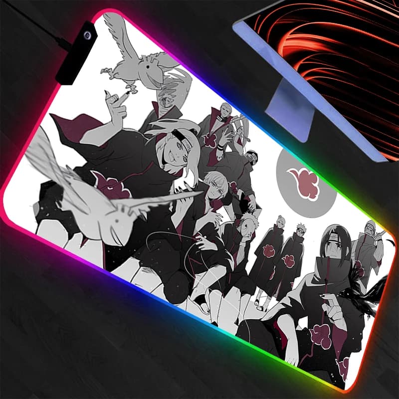 Tappetino per Mouse RGB NARUTO Grande XXL, Tappetino da Scrivania per Computer, Accessori da Gaming con Retroilluminazione LED, Tappeto Mousepad Max XXL