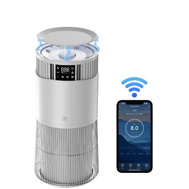 Purificatore d'aria per animali domestici con controllo intelligente Wi-Fi, rimozione di formaldeide, PM2.5 e odori.