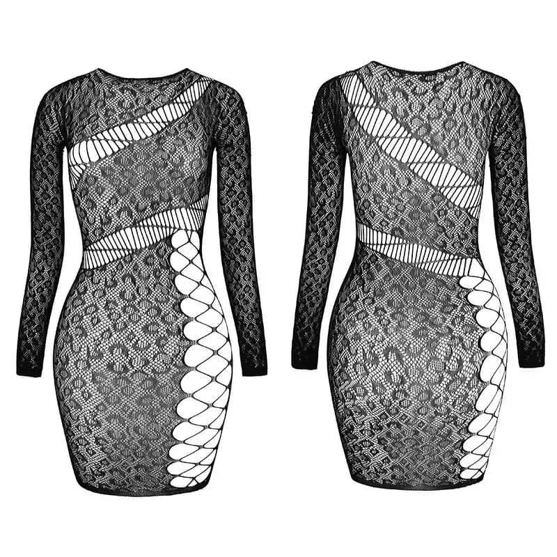 1PC Women Sexy Fishnet Cover Up senza Bikini Hollow Out Bodycon Dress manica lunga Beachwear Summer women's Swimwear DS414