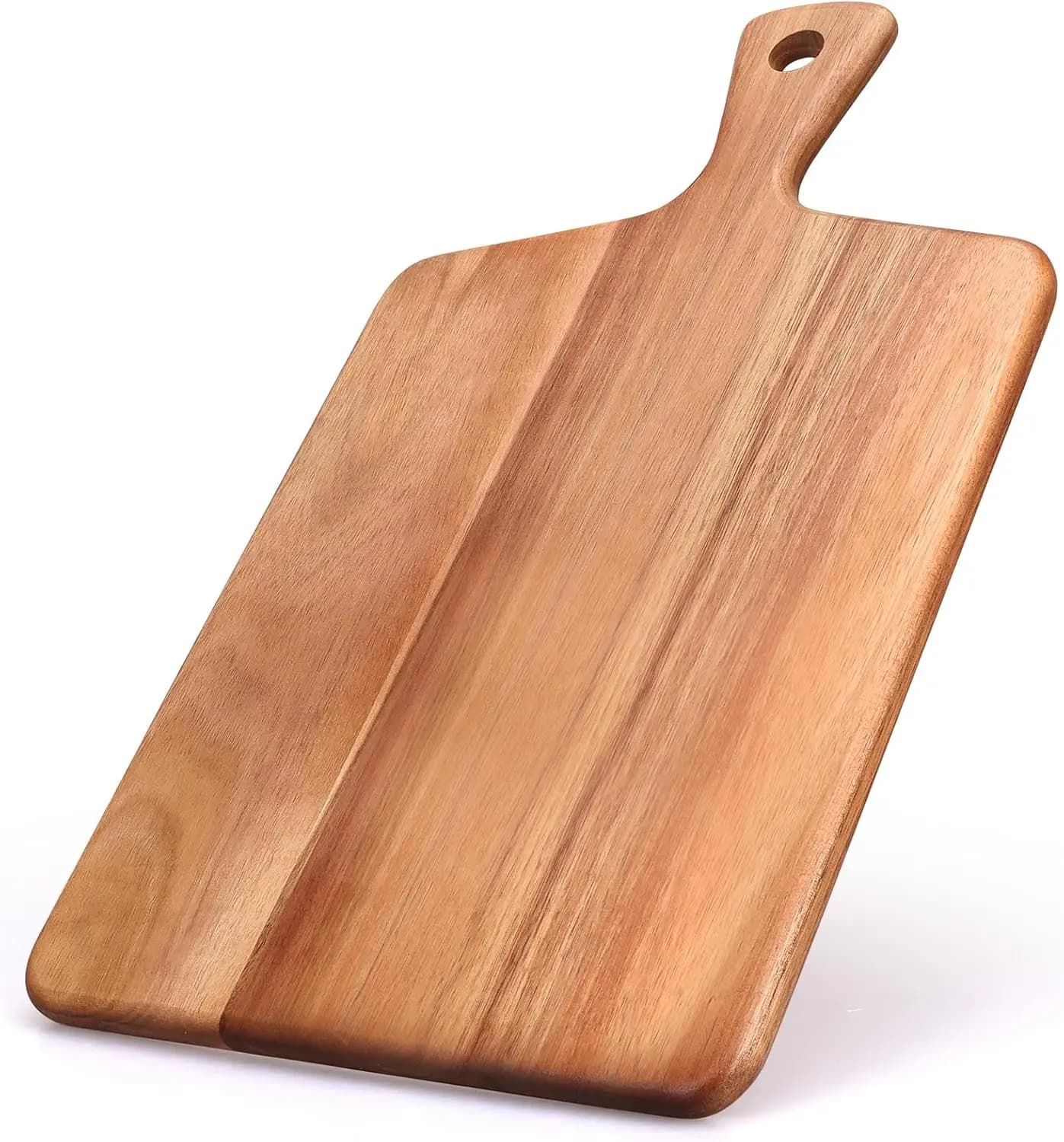 Tagliere in legno di acacia con manico, 17x10 pollici, per formaggi, salumi, carne, verdure e pane.