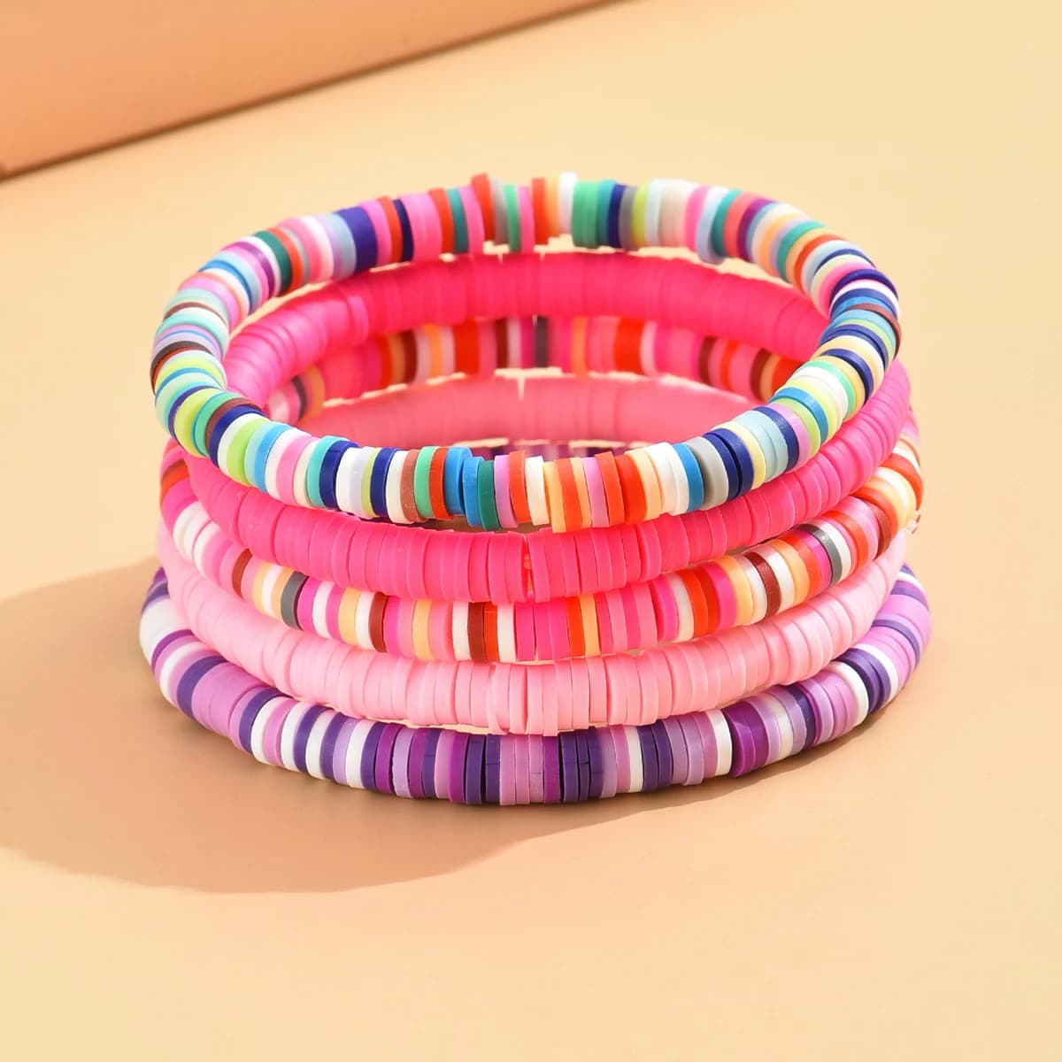 Braccialetti impilabili arcobaleno di moda impilabili set per le donne fascino argilla morbida ceramica stratificazione perline braccialetto a catena gioielli Boho femminili