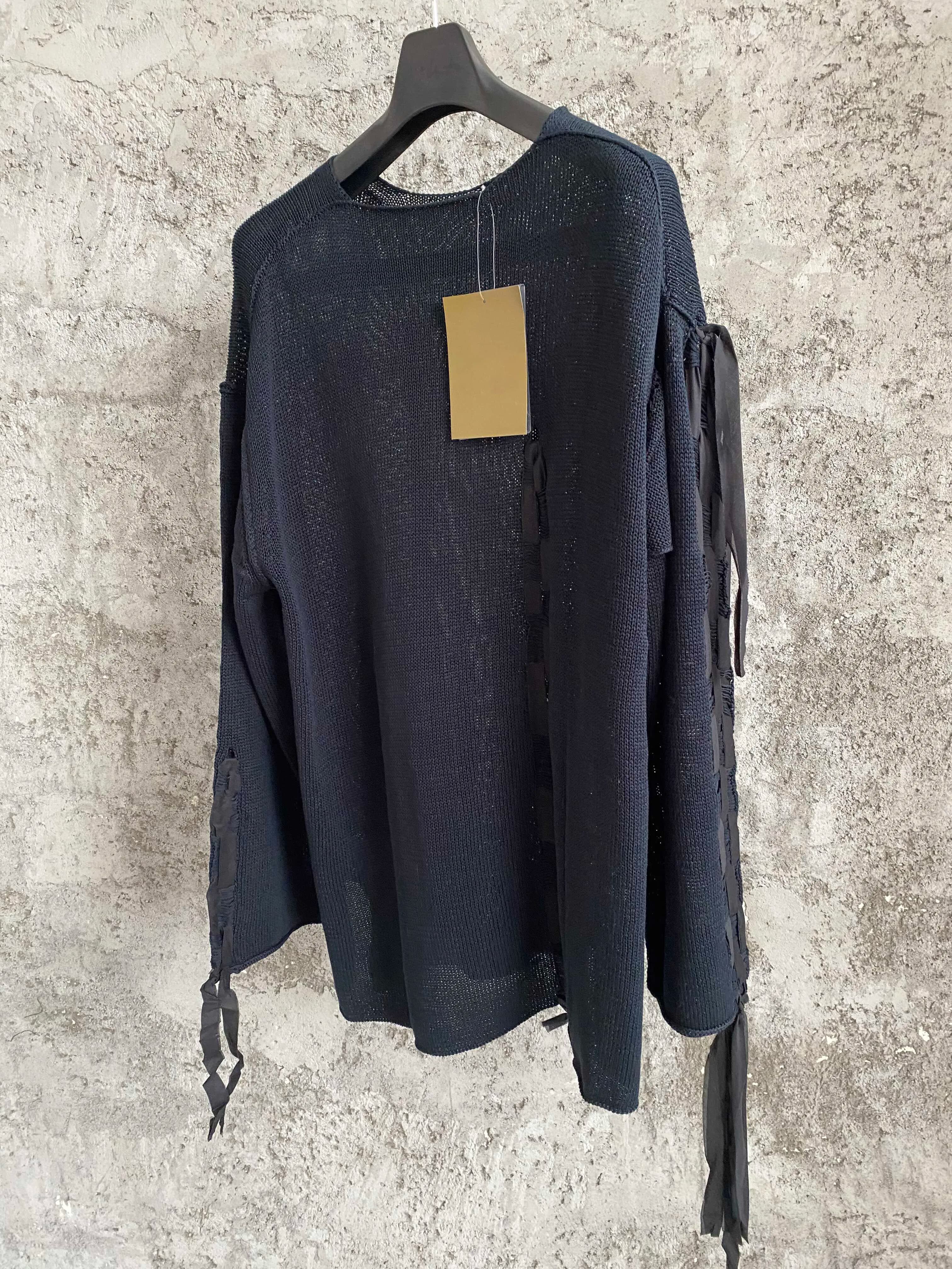Original hand-woven tassel cotton knitted hollowed-out sweater