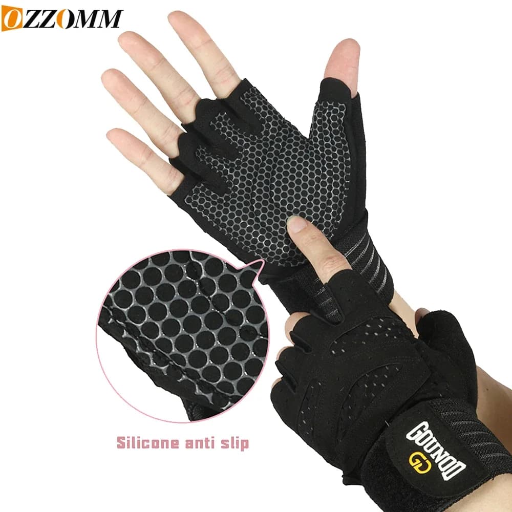 1 pair of ventilated gloves for weight lifting and training in the gym, with full support for fingers and wrist, for men and women, complete protection of the palm for fitness