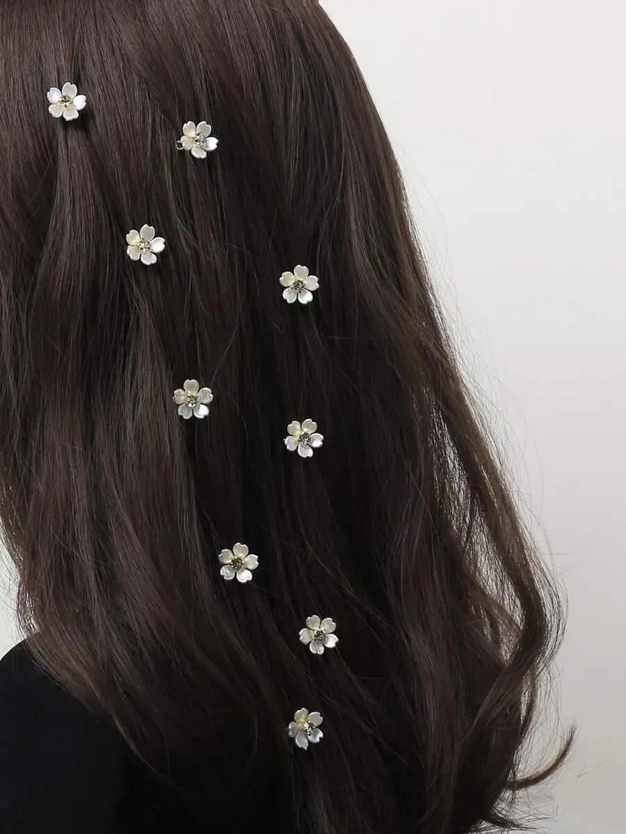 10 fermagli per capelli con fiori di perle finte, fermagli per trecce, accessori per capelli da donna, fermagli per capelli con fiori di perle finte per matrimonio, adatti per