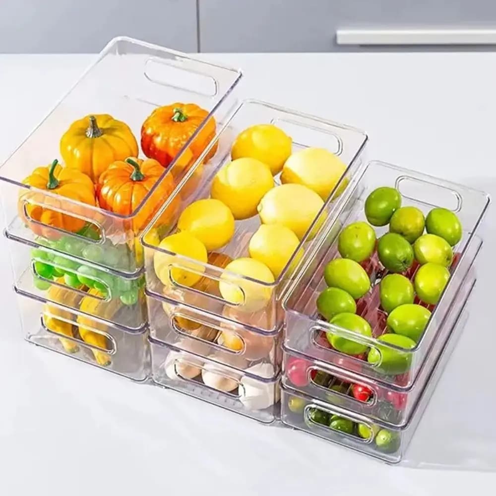 Scatola portaoggetti per Notebook in acrilico stile INS contenitore per frigorifero impilabile contenitori per Organizer per gioielli cosmetici per alimenti per frutta trasparente