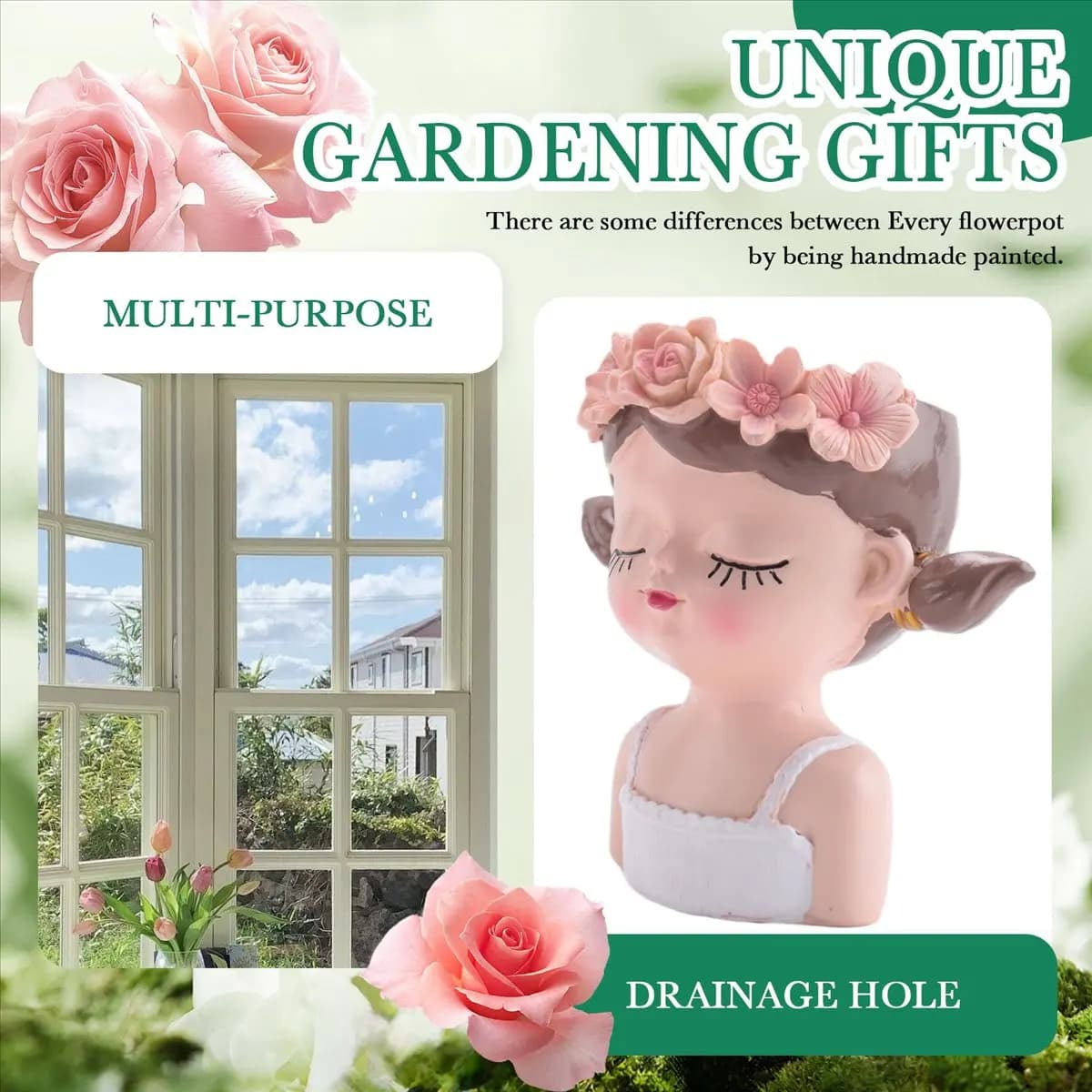 (ABABAB) Small succulent plant pot kit with drainage hole, 4 inch inner cactus vase, unique and cute flower pots, A decoration
