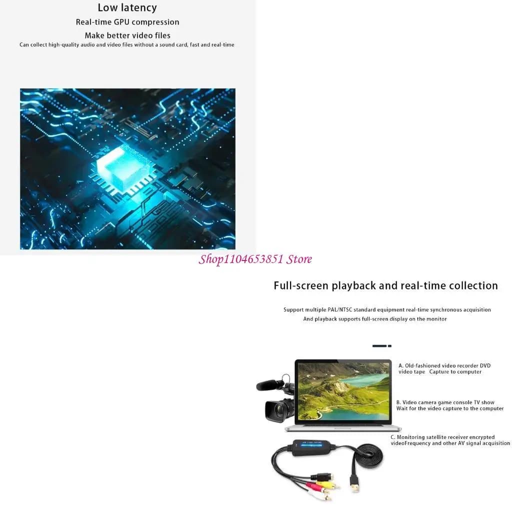 Dispositivo acquisizione video Adattatore USB 2.0 Grabber VHS VCR Convertitore a DVD