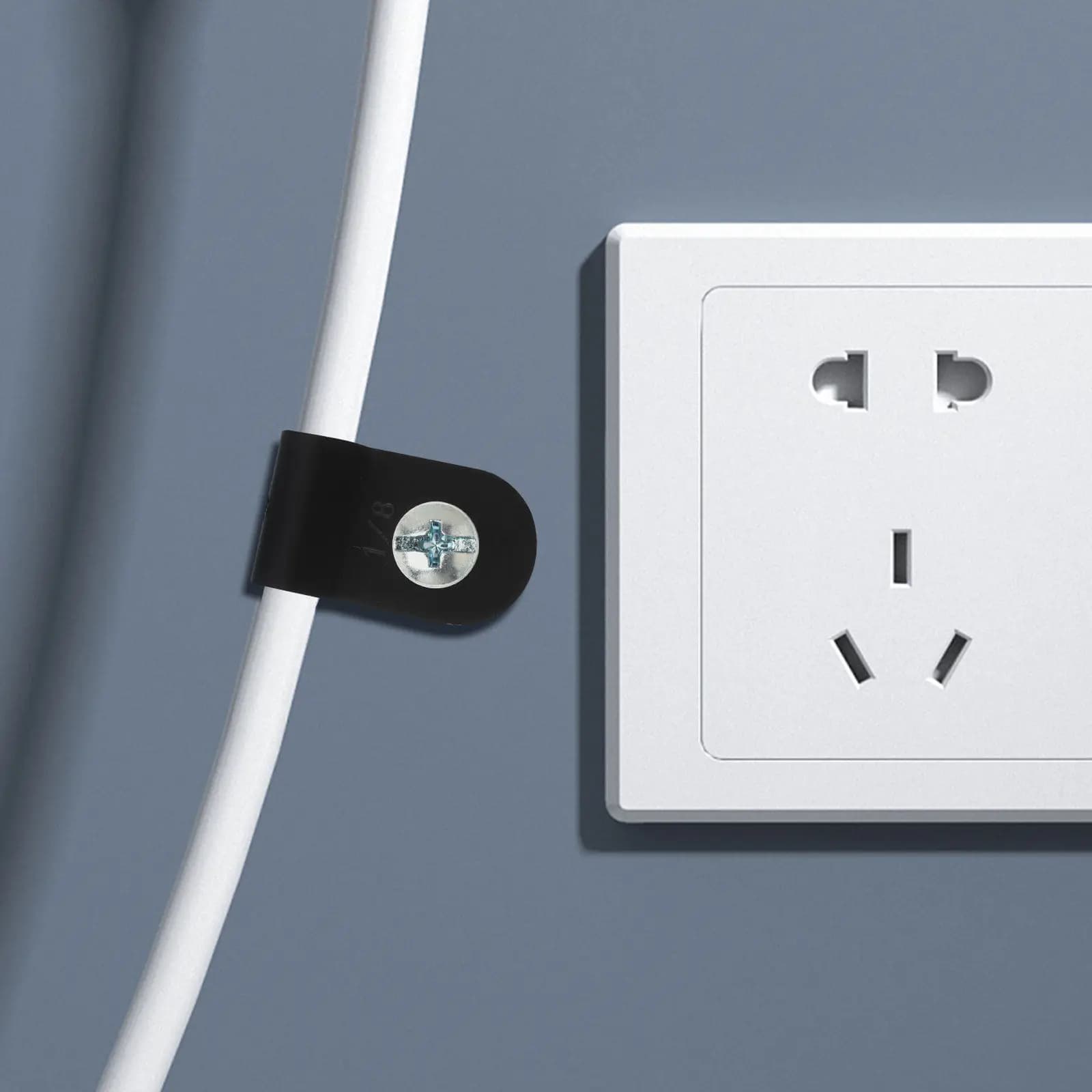 100 Pezzi Clip per Cavi, Morsetti per Fili Luminosi, Supporti per Cavi da 1,8 Pollici, Organizzatori in PVC per Gestione Cavi, per Cavi Ethernet e Telefonici da Esterno