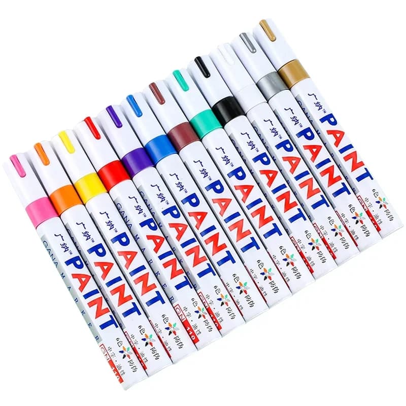 1/6 permanent color paint markers, waterproof markers, tire tread rubber fabric paint, metal 12 color paint markers