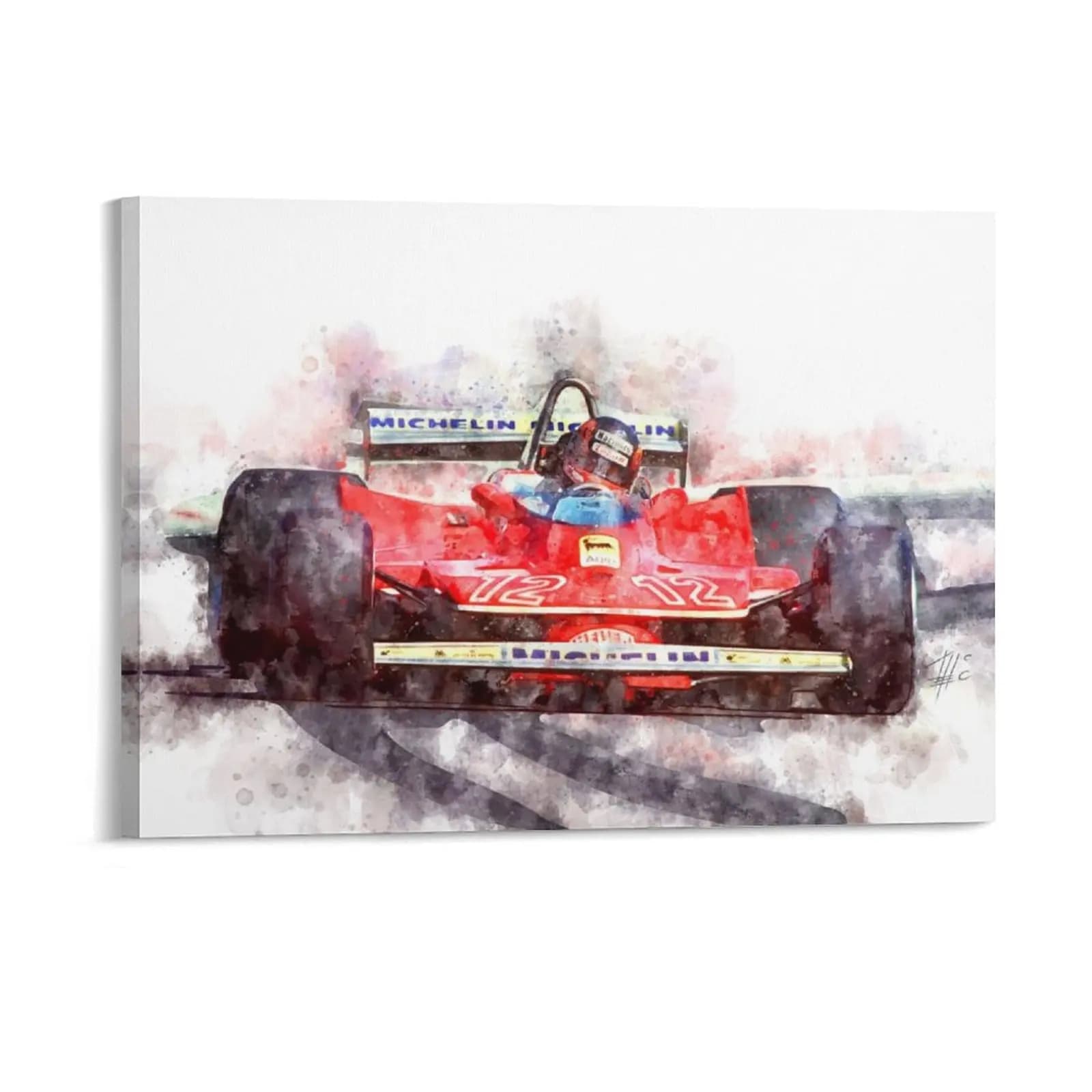 Gilles Villeneuve 126CK Helmet 1979 Metal design plates Murale Design of mural paintings with frame for the house
