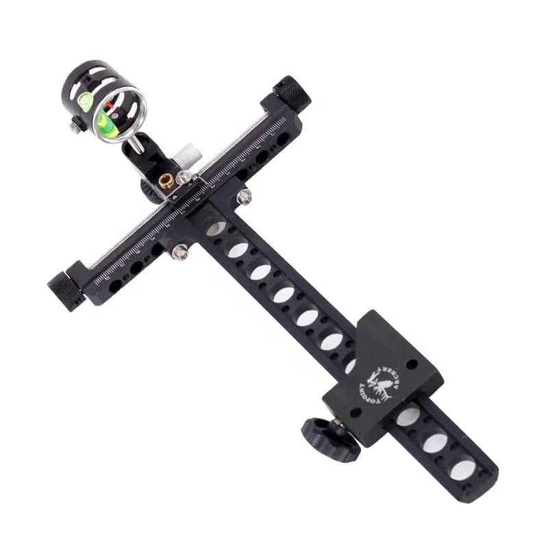 Archery TP8510 Compound Bow Sight CNC Milled Aluminum Long Rod Adjustable Single Pin Compound Target Bowsight