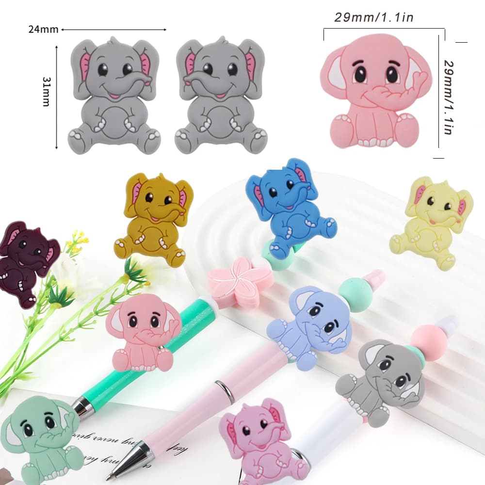 6 pezzi di perline di fuoco animale in silicone elefante per la creazione di gioielli orecchini fai da te bracciale collana decorazione accessori fatti a mano