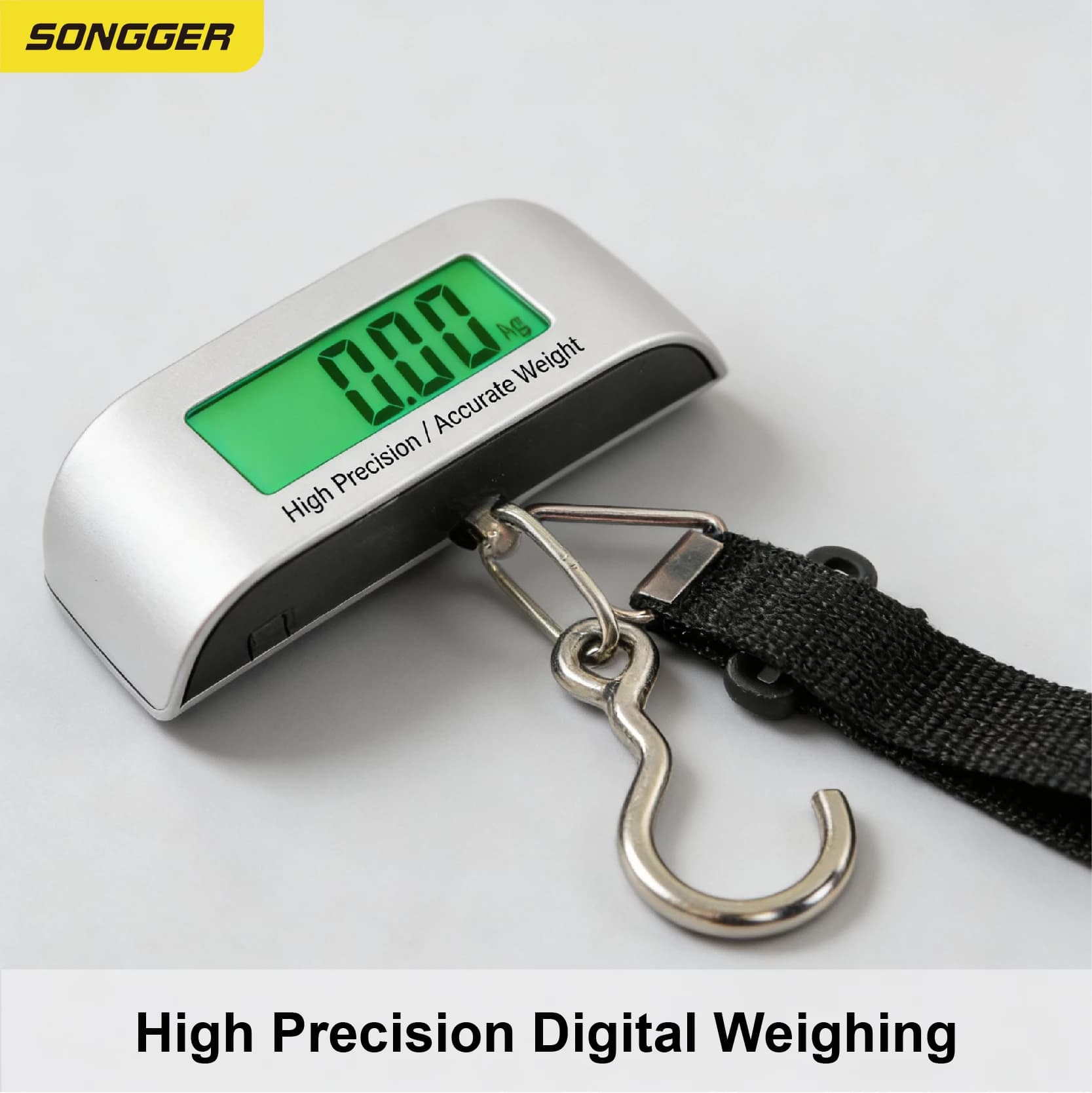 Bilancia Digitale Portatile 50kg per Bagagli con Gancio Display Retroilluminato Strumento di Pesatura da Viaggio Compatto e Preciso