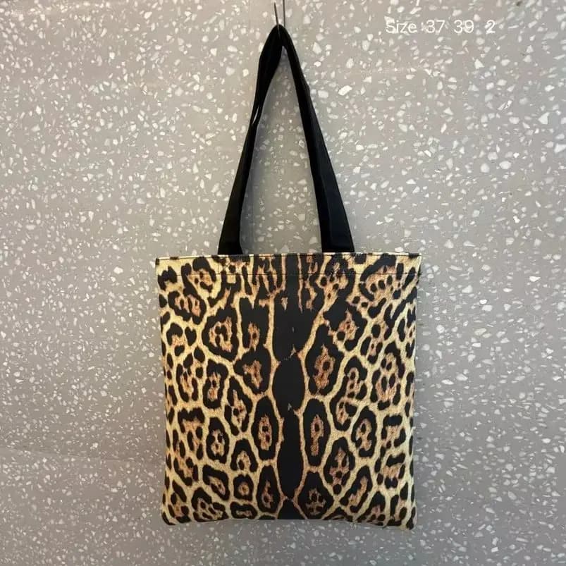 Summer Fashion Retro Leopard Print Tote Daily Beach Shoulder Bag Lightweight Women Travel Shopping Bag