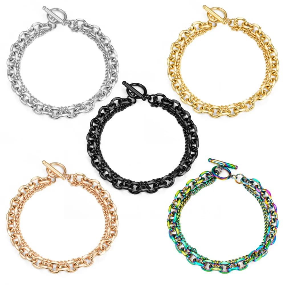 Bracciale a catena cubana in acciaio inossidabile 316L per uomo donna Figaro Vintage in metallo Viking Kpop Pulseras Emo regalo di lusso carino gioielli