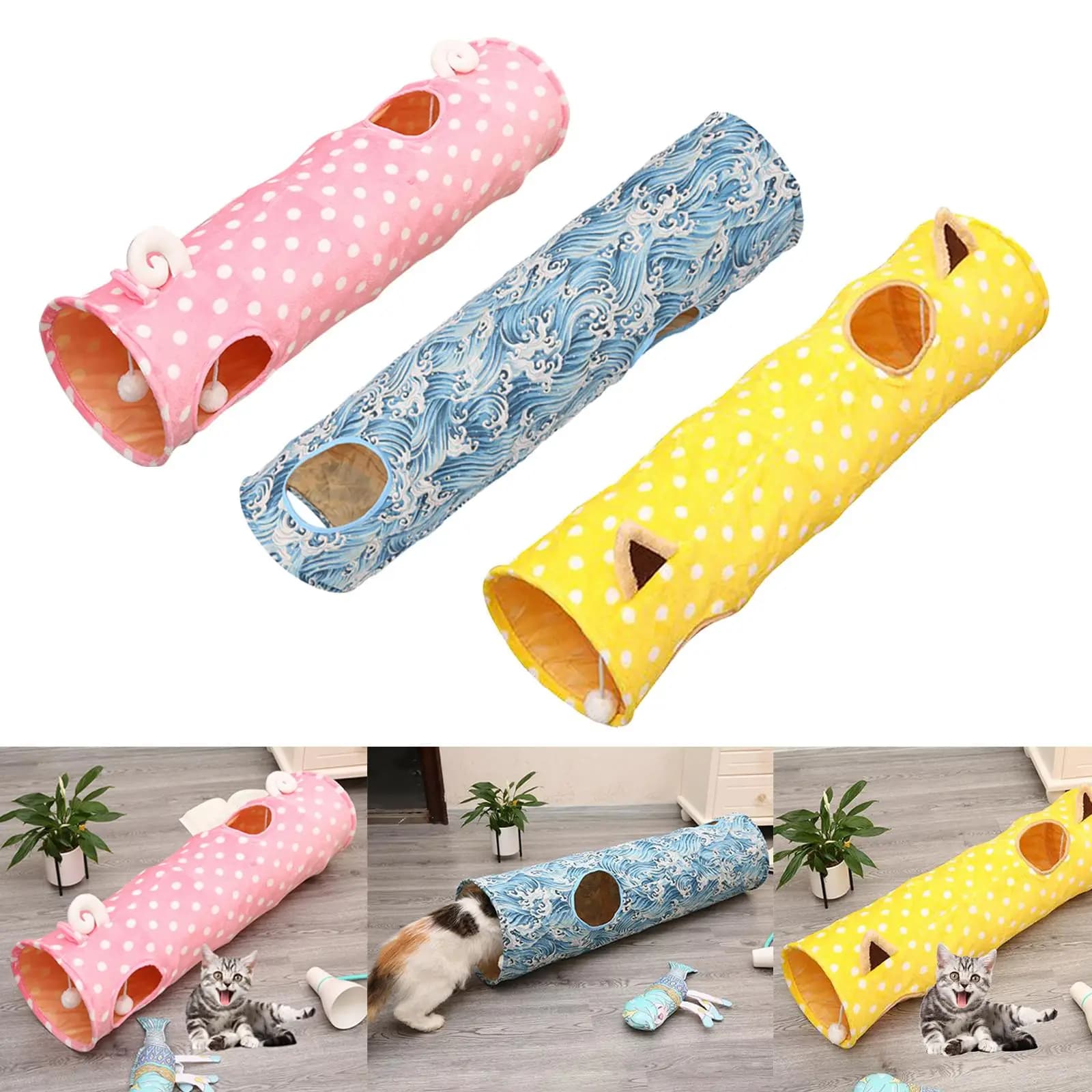 Cat Tunnel,Cat Tunnel for Indoor Cat, Kitten Toys Collapsible Play Toy, Tunnel with Ball for Cats Rabbits Kittens