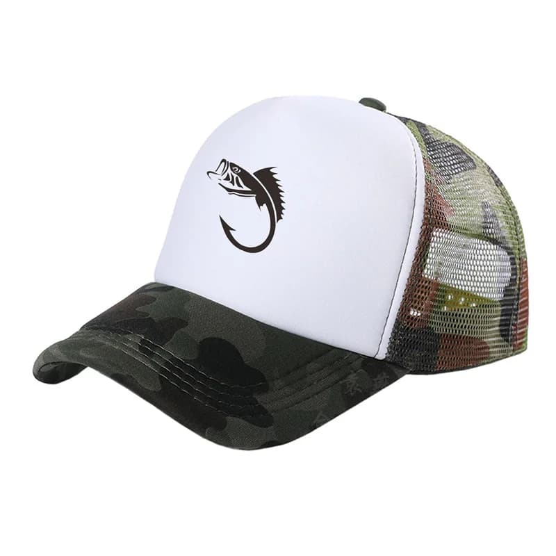Fisherman Fish Hook Man Trucker Caps uomo Cool Outdoor Style Fishing Hats Fashion Baseball Cap Summer Man Woman Mesh Caps MZ-237