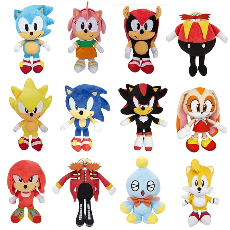 25cm Sonic Plush Toy The Hedgehog Mouse Backpack High Quality Knuckles Tail Amy Rose Cute Soft Stuffed Birthday Gifts