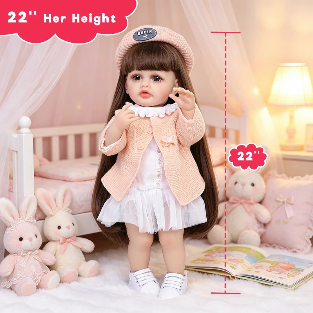 KEIUMI 22 Inch Bebe Reborn Doll Soft Silicone Vinyl Realistic Skin High Quatity Girl Doll Newborn Baby Doll Christmas Gift