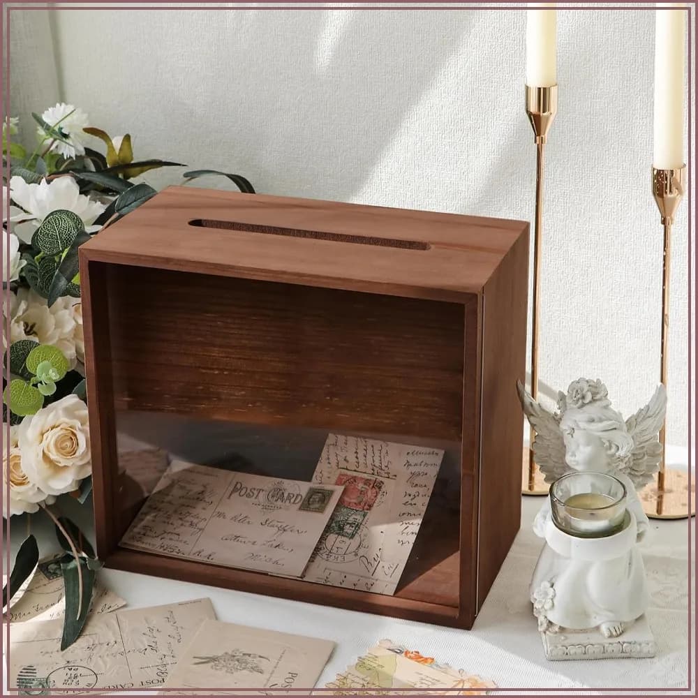Wooden Wedding Card Box for Reception, Money Gift Card Box, Card Storage Box Wedding Decorations for Party Birthday Gifts