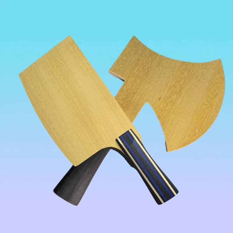 7-layer Allwood ping pong blade with unusual shape (design with axe head) - for aggressive attack funny ping pong racket surprise
