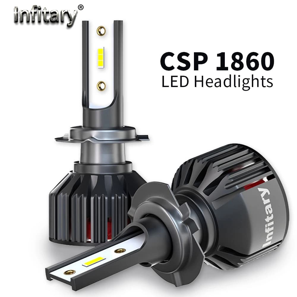 Infitary H4 H7 H11 LED Car Headlights Bulb 20000LM 6500K H9 H8 9005 9006 HB3 HB4 9004 9007 Auto Fog Light PnP Easy Installation