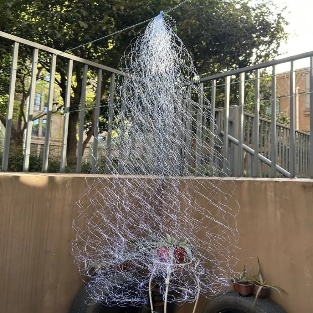 New Nylon Mesh Fishing Net Metal Components Luminous Beads Fishing Net Trap Portable Fishing Mesh Net Sea Fishing