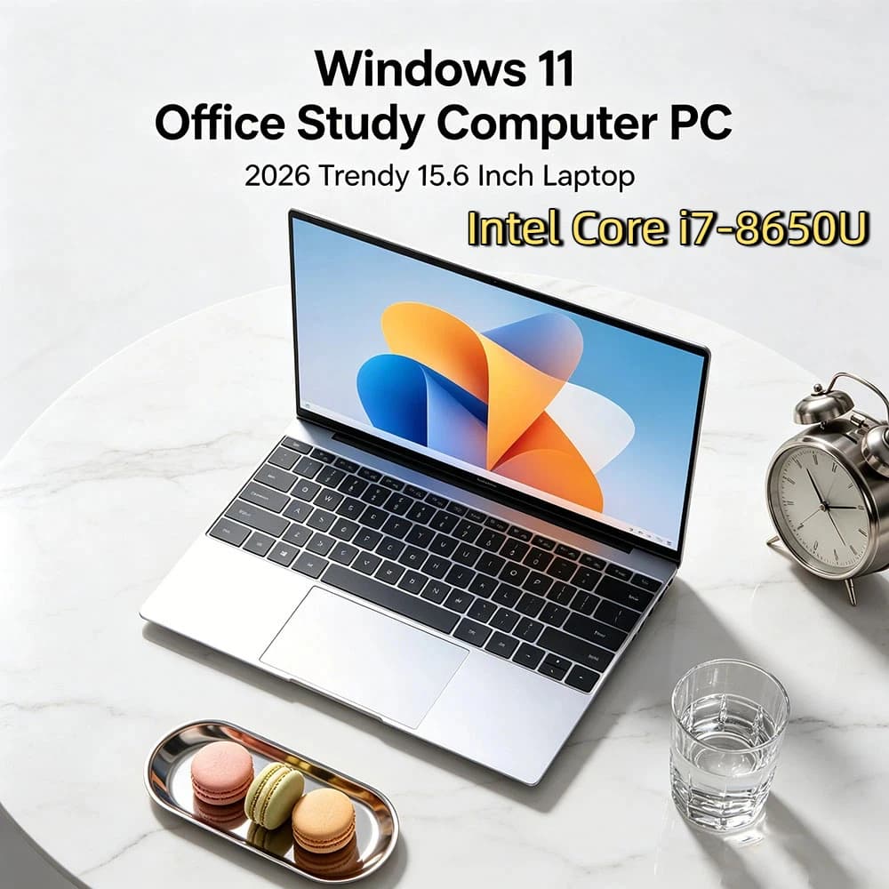 Nuovo Laptop Ultra Sottile 15.6" 2026 con Intel Core i7-8650U, Windows 11 Pro, 32GB RAM, 2TB SSD M.2 - Ideale per Ufficio e Studio