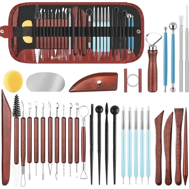 Kit di Strumenti per Ceramica 2025 Trend Polymer - 36 Pezzi per Utensili e Forniture per Ceramica, Set di Strumenti per Scultura in Argilla, per Tornio da Ceramica, Intaglio