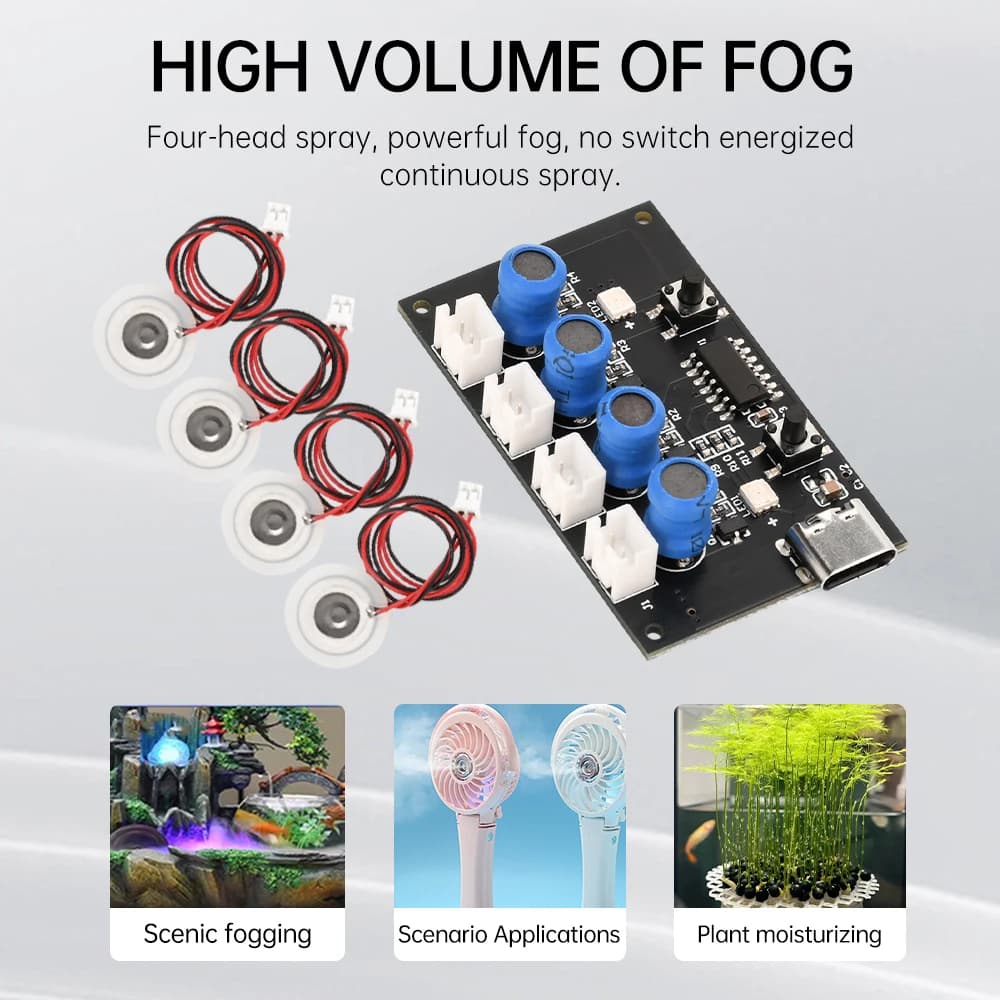 Con illuminazione ambientale Interfaccia TYPE-CDC5V Quad-Jet Umidificatore di seconda generazione Scheda di controllo dell'atomisazione ad ultrasuoni fai-da-te