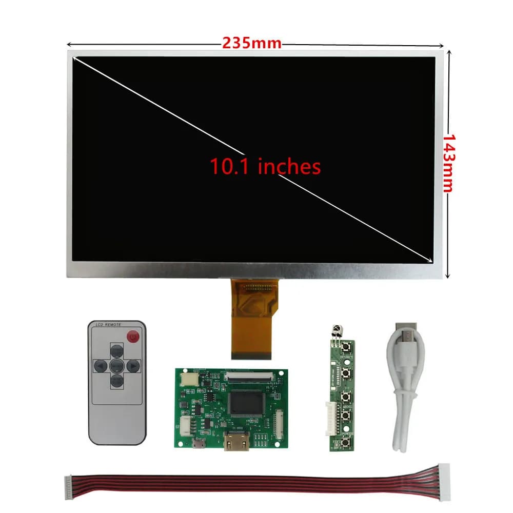 Portable Monitor with 10.1 LCD Screen 1024*600, HDMI Driver Card for Raspberry Pi 3/4, Banana/Orange Pi, PC
