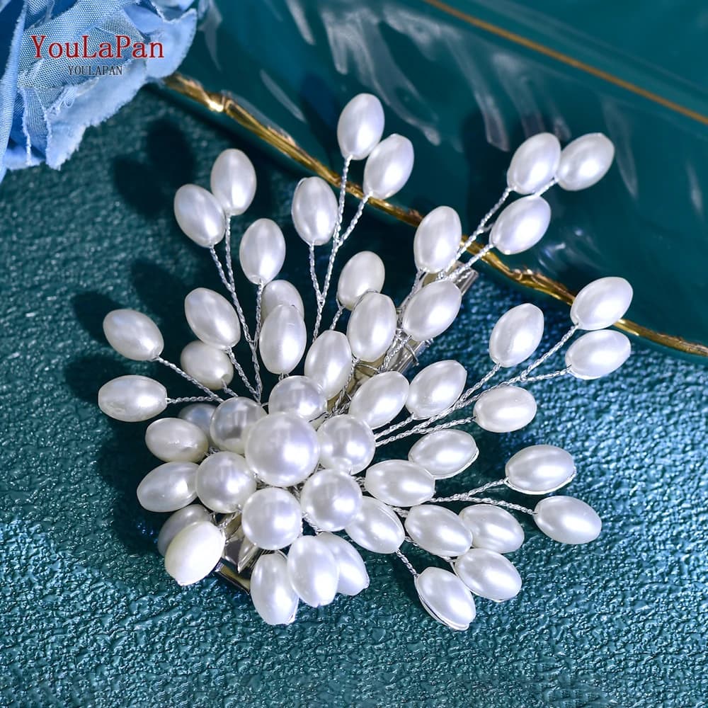 TOPQUEEN Matrimonio Sposa Fermaglio per capelli Perla finta Copricapo Damigelle d'onore Hairwear Accessori per lo styling delle donne Copricapo fatto a mano HP812