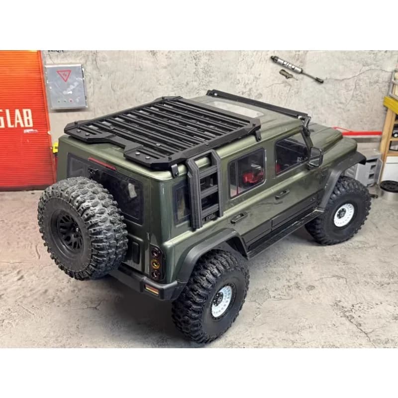 Cassetta degli attrezzi con scala laterale per portapacchi in alluminio per YK4084 1/8 212 RC Crawler Car, accessori decorativi per aggiornamento in metallo modello in scala