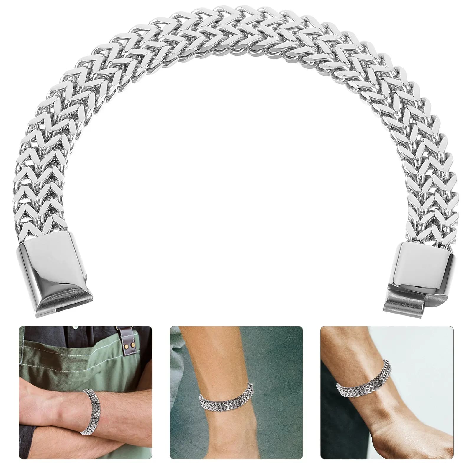 Bracciale in Acciaio Inossidabile Personalizzato, Stile Punk, Apribile, Hip Hop, con Chiusura a Lucchetto, per Uomo, Antistress, Gioiello alla Moda