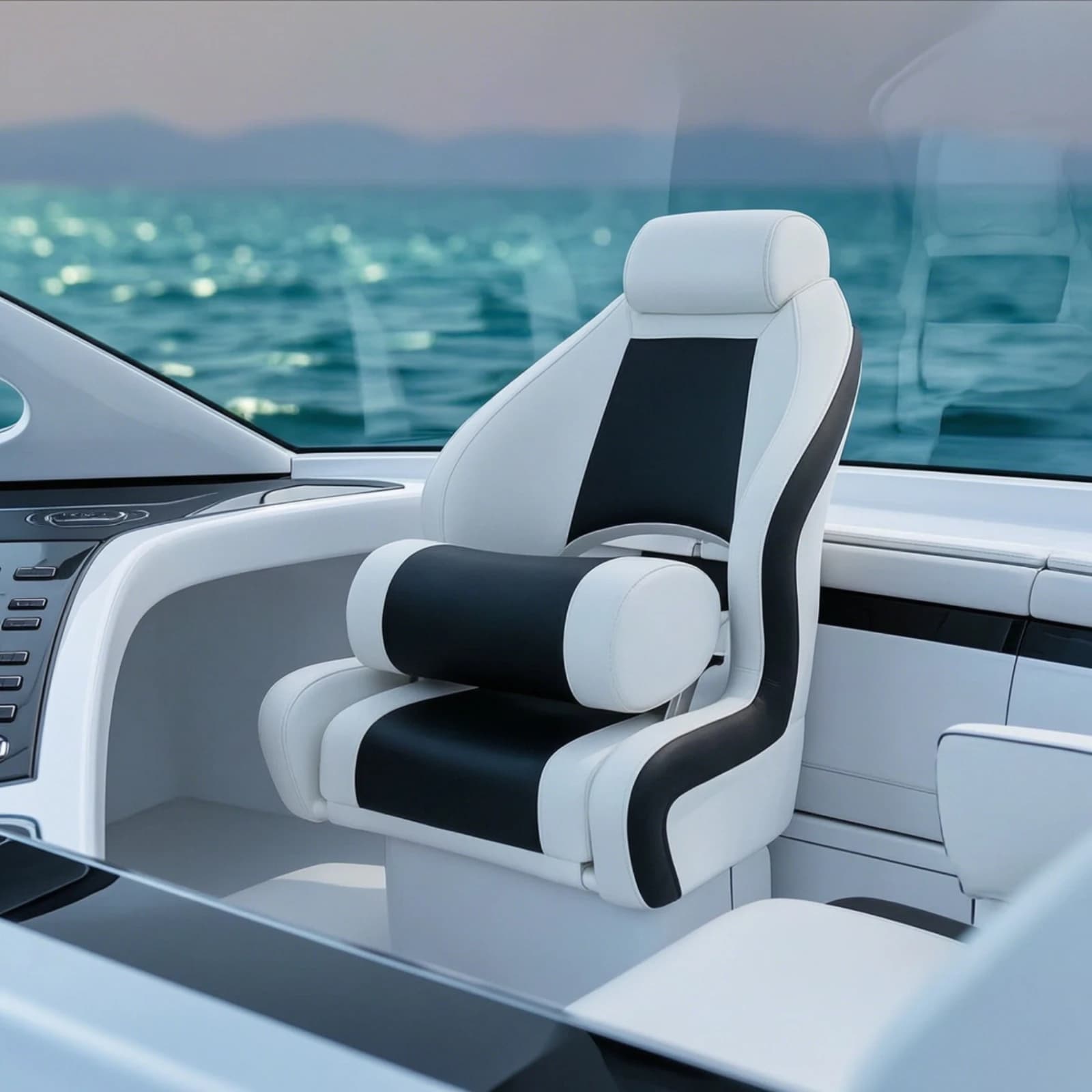 Boat Bucket Seat with Armrest High-Back Helmsperson Boat Seat with Armrest Chair Marine-Grade Maximum Support for Captains