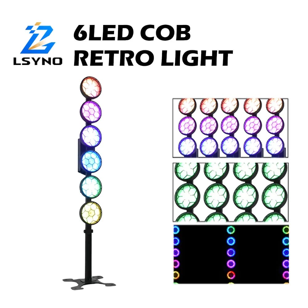 Luci da palco retrò 6X50W RGBW 300W, illuminazione per effetti scenici DJ, DMX512 COB Blinder, luce vintage per feste, concerti e club