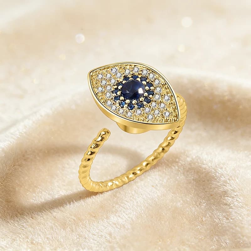 Anello Antistress con Occhio del Demone in Cristallo, Gioiello Girevole per Ragazze, Accessorio Moda per Alleviare lo Stress