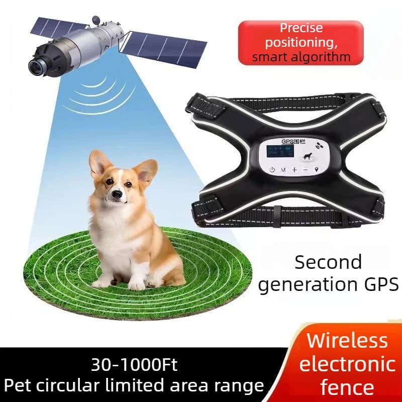 Recinto Elettronico Wireless GPS per Animali Domestici da 30-1000 Piedi, Collare Addestramento Cani da Esterno, Collare Intelligente Antiabbaio con Scossa per Addestramento Animali Domestici