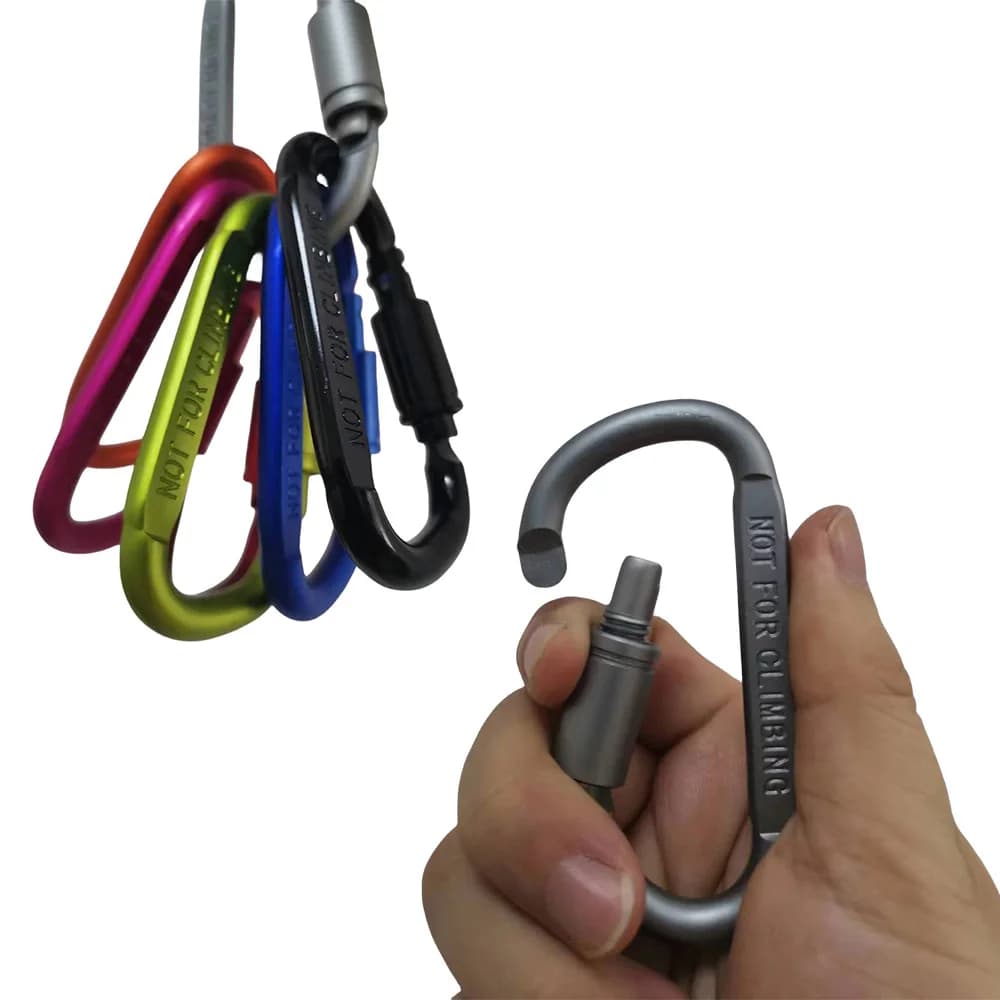 4 pezzi moschettone in alluminio moschettone zaino moschettone campeggio esterno escursionismo D-ring portachiavi clip serratura fibbia gancio bottiglia d'acqua