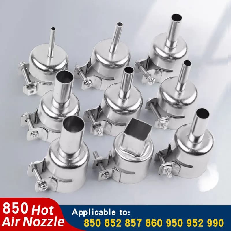 9PCS 850 Hot Air Nozzle 3-12mm Universal Nozzles Air Soldering Welding Round Nozzles For 852D 898 Soldering Heat Gun Nozzle